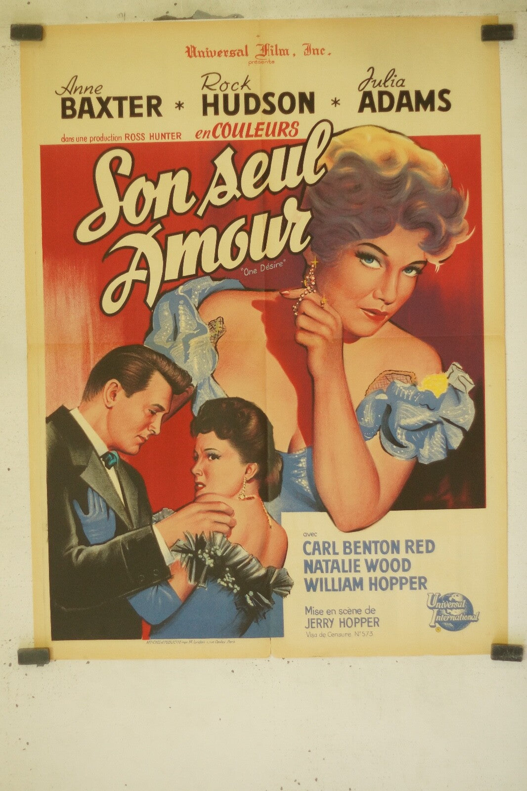 SON SEUL AMOUR MOVIE POSTER ORIGINAL (60X80) ANNE BAXTER – ROCK HUDSON