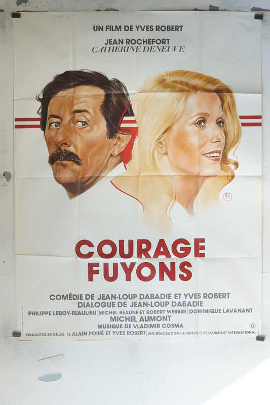 COURAGE FUYONS MOVIE POSTER ORIGINAL 120x160 JEAN ROCHEFORT