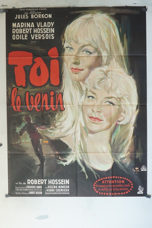 TOI LE VENIN MOVIE POSTER ORIGINAL 120x160 MARINA VLADY, ROBERT HOSSEIN