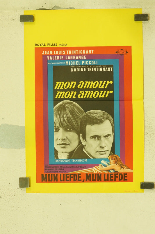 MON AMOUR MON AMOUR, BELGIAN MOVIE POSTER ORIGINAL 54x36 JEAN-LOUIS TRINTIGNANT