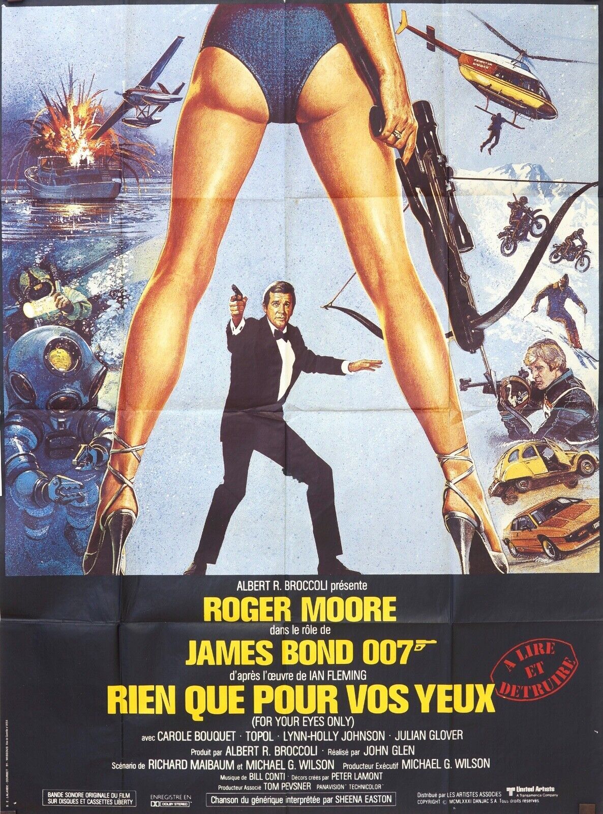 RIEN QUE POUR VOS YEUX MOVIE POSTER ORIGINAL (120X160)  ROGER MOORE