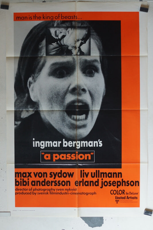 “A PASSION” ORIGINAL MOVIE POSTER 69x103 : Max von Sydow , Liv Ullmann 