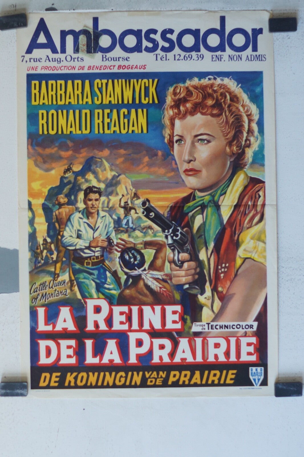REINE DE LA PRAIRIE (LA) MOVIE POSTER ORIGINAL  55x36 Barbara Stanwyck 