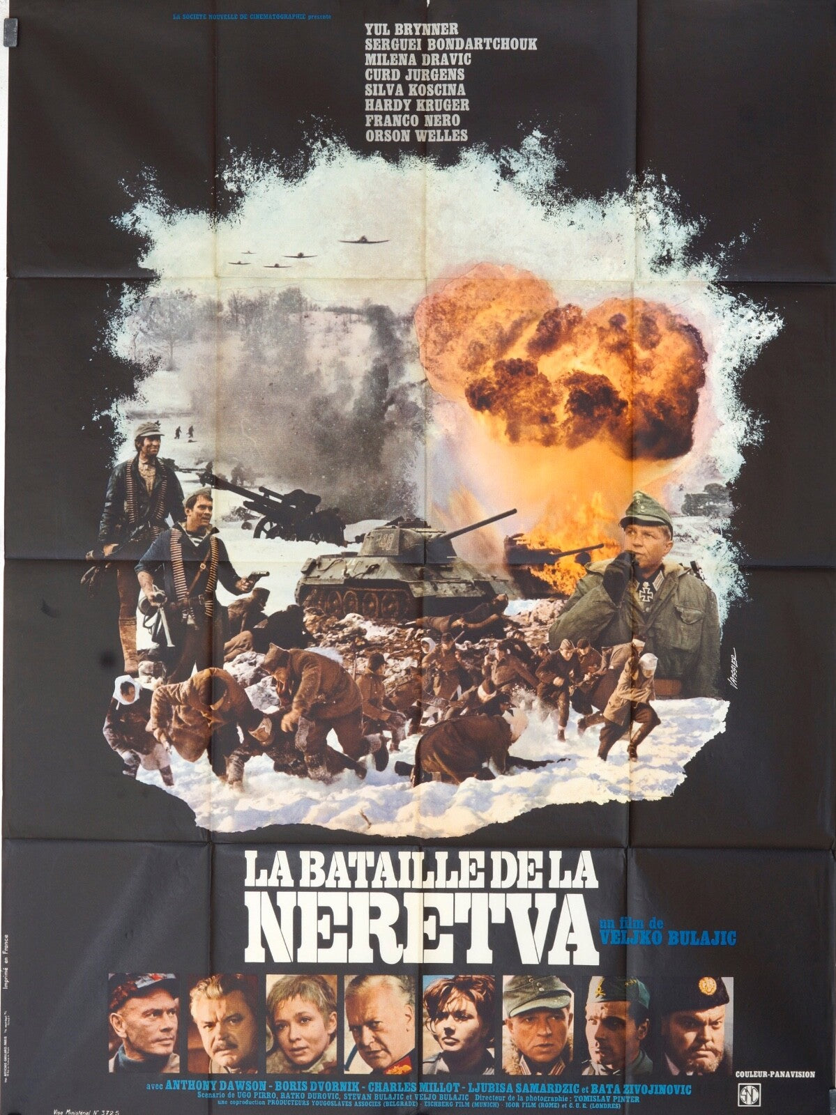 LA BATAILLE DE LA NERETVA MOVIE POSTER ORIGINAL 120x160 YUL BRYNNER