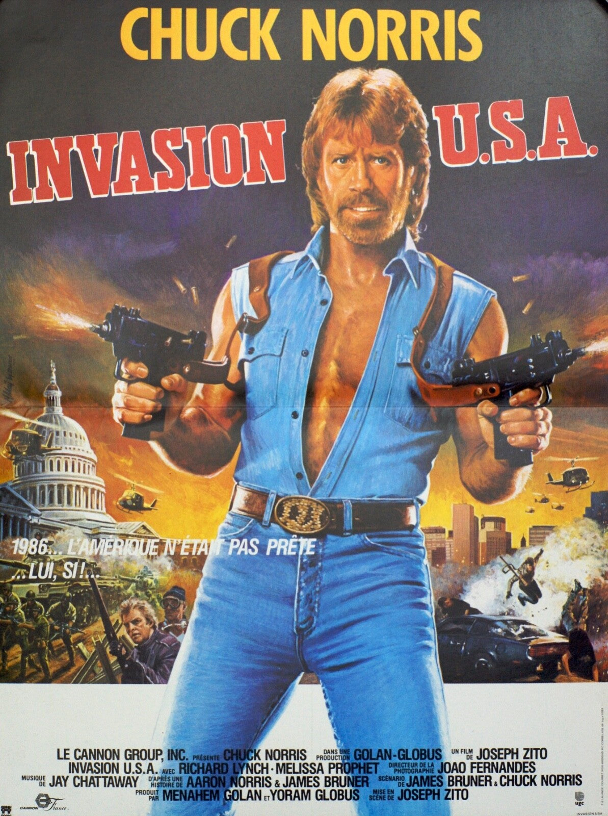 INVASION U.S.A (POSTER ORIGINAL) 40x60, CHUCK NORRIS, RICHARD LYNCH