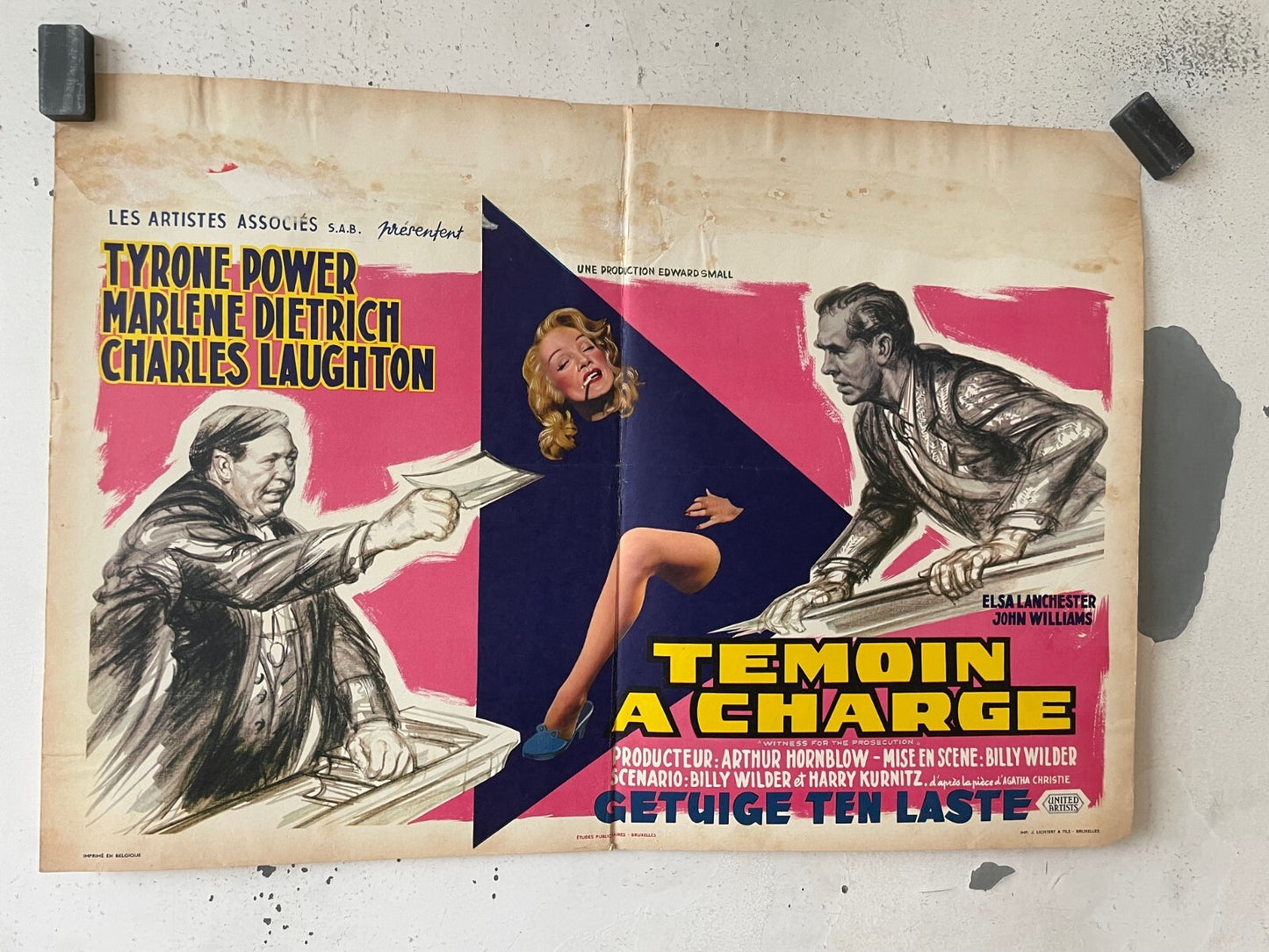 LE TÉMON À CHARGE, BELGIAN MOVIE POSTER 36X53 MARLÈNE DIETRICH, TYRONE POWER