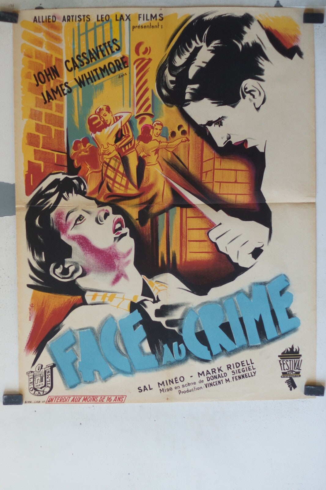 FACE AU CRIME movie poster ORIGINAL 60x80 James Whitmore , Virginia Gregg