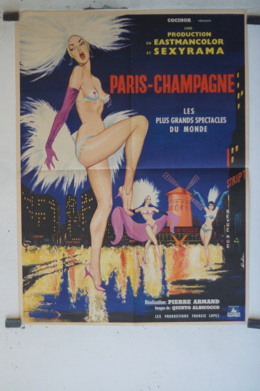 PARIS-CHAMPAGNE MOVIE POSTER ORIGINAL (60X80) “LES GRANDES SPECTACLES DU MONDE »