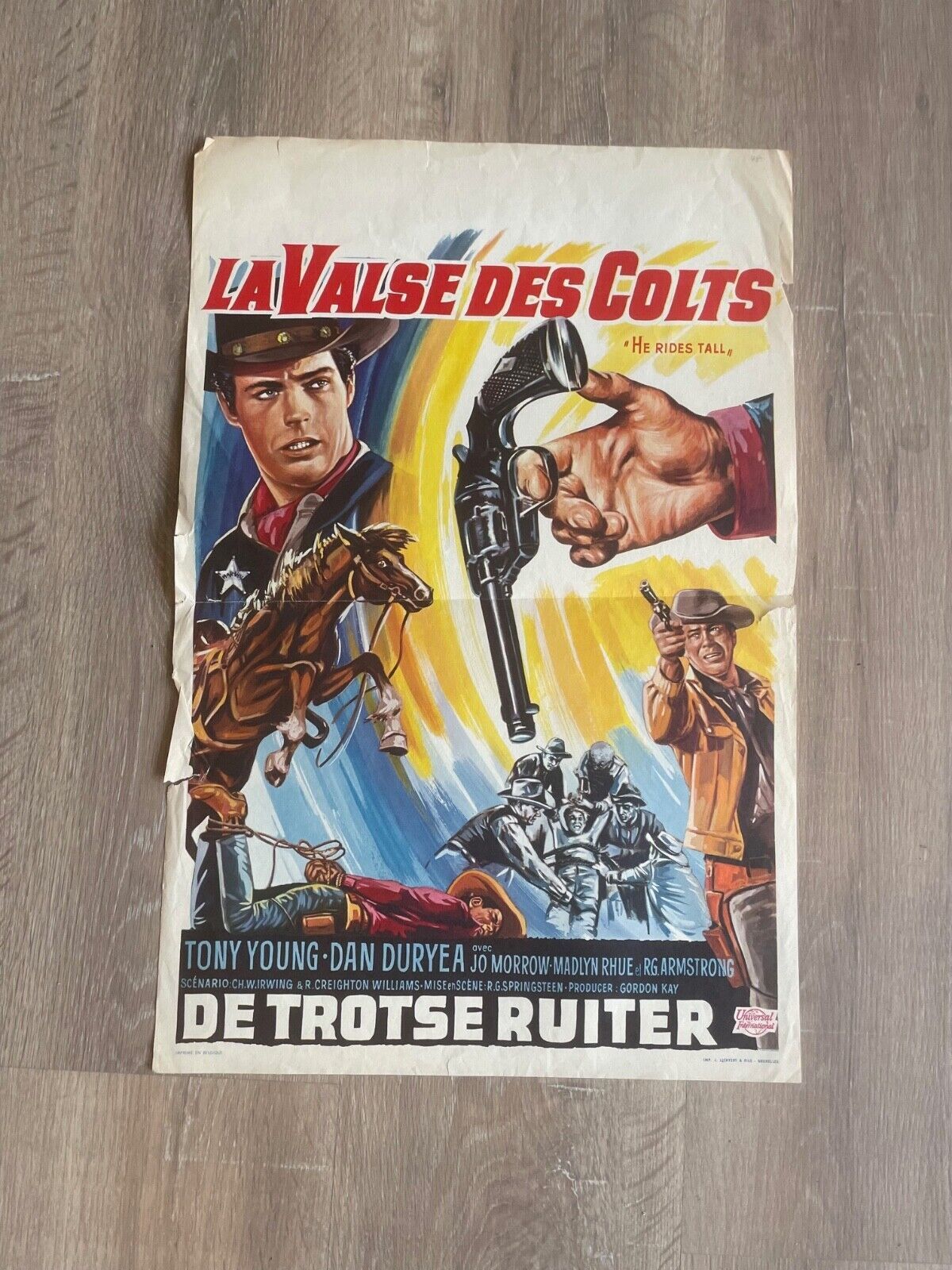 LA VALSE DES COLTS BELGIAN MOVIE POSTER ORIGINAL 37X54 TONY YOUNG