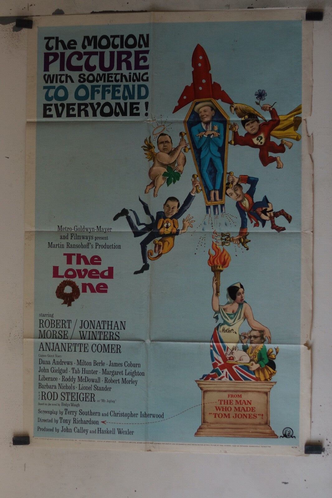 THE LOVED ONE (1965) 70x100 ORIGINAL MOVIE POSTER ROBERT MORSE, JONATHAN WINTER