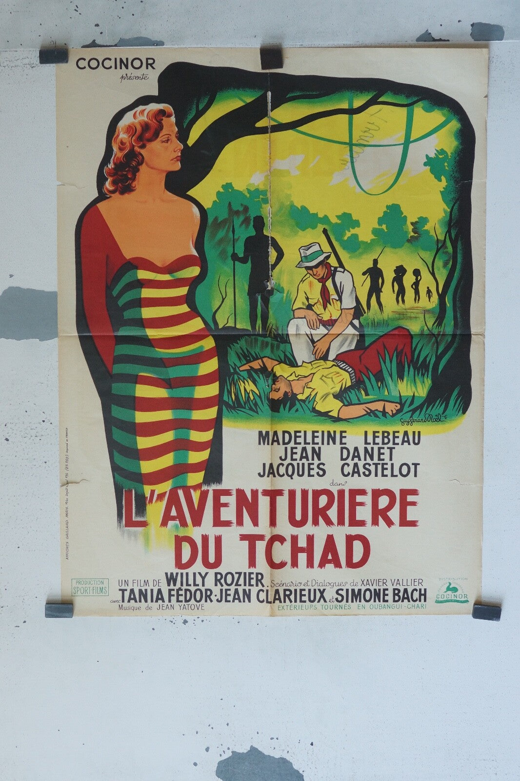 L’AVENTURIÈRE DU TCHAD MOVIE POSTER ORIGINAL 120x160 MADELEINE LEBEAU, JEAN DANE