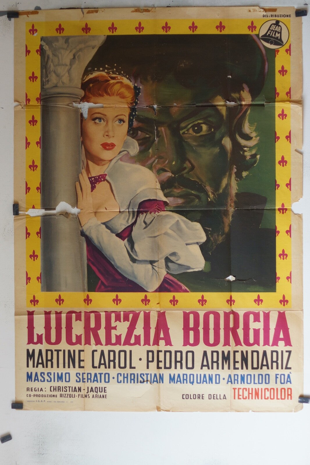 LUCREZIA BORGIA,1953 MOVIE POSTER ORIGINAL120x160 Martine Carol, Pedro