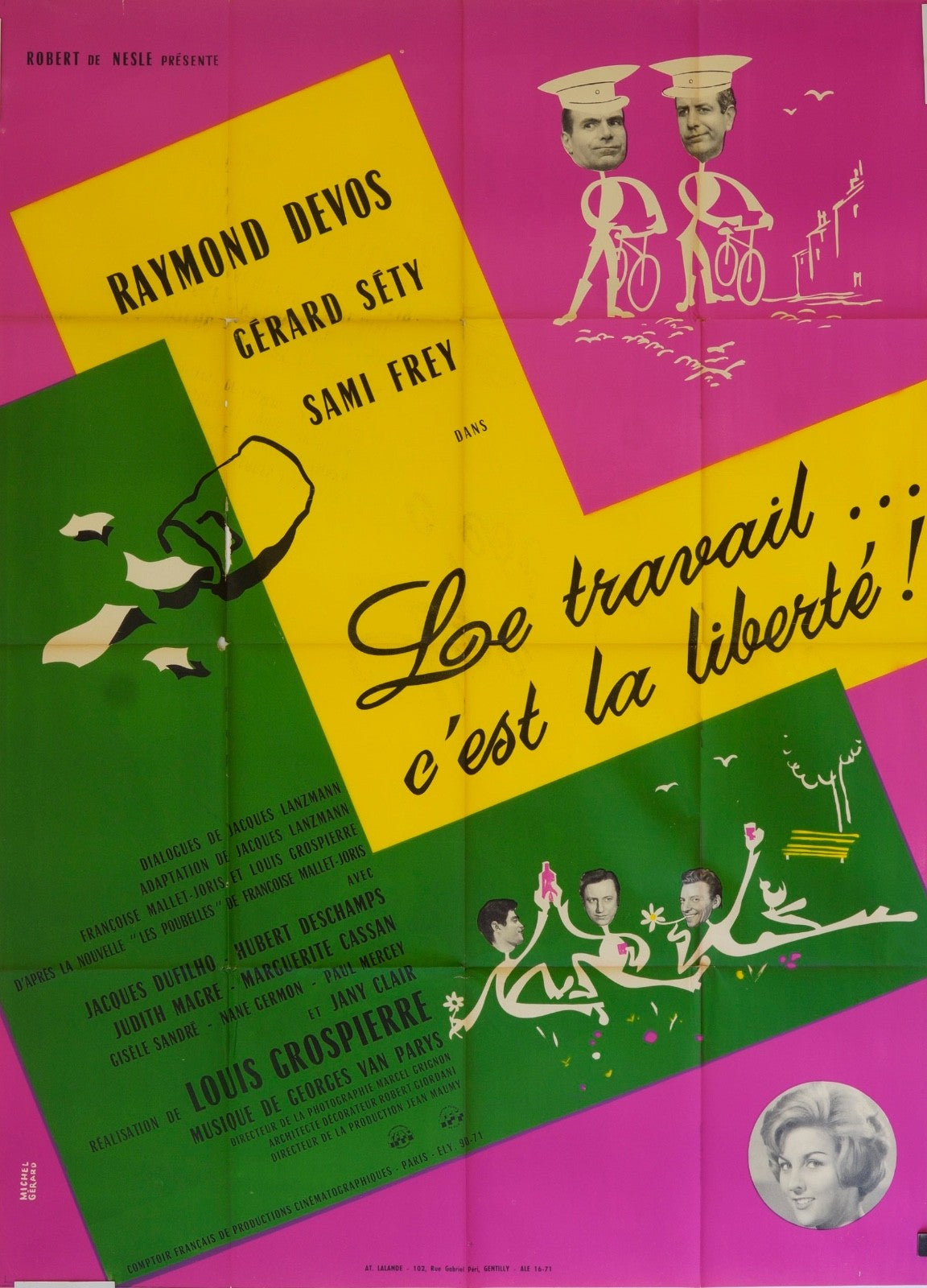 LE TRAVAIL C’EST LA LIBERTÉ RAYMOND DEVOS MOVIE POSTER ORIGINAL 120x160
