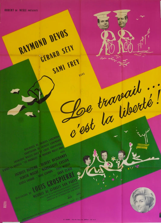LE TRAVAIL C’EST LA LIBERTÉ RAYMOND DEVOS MOVIE POSTER ORIGINAL 120x160