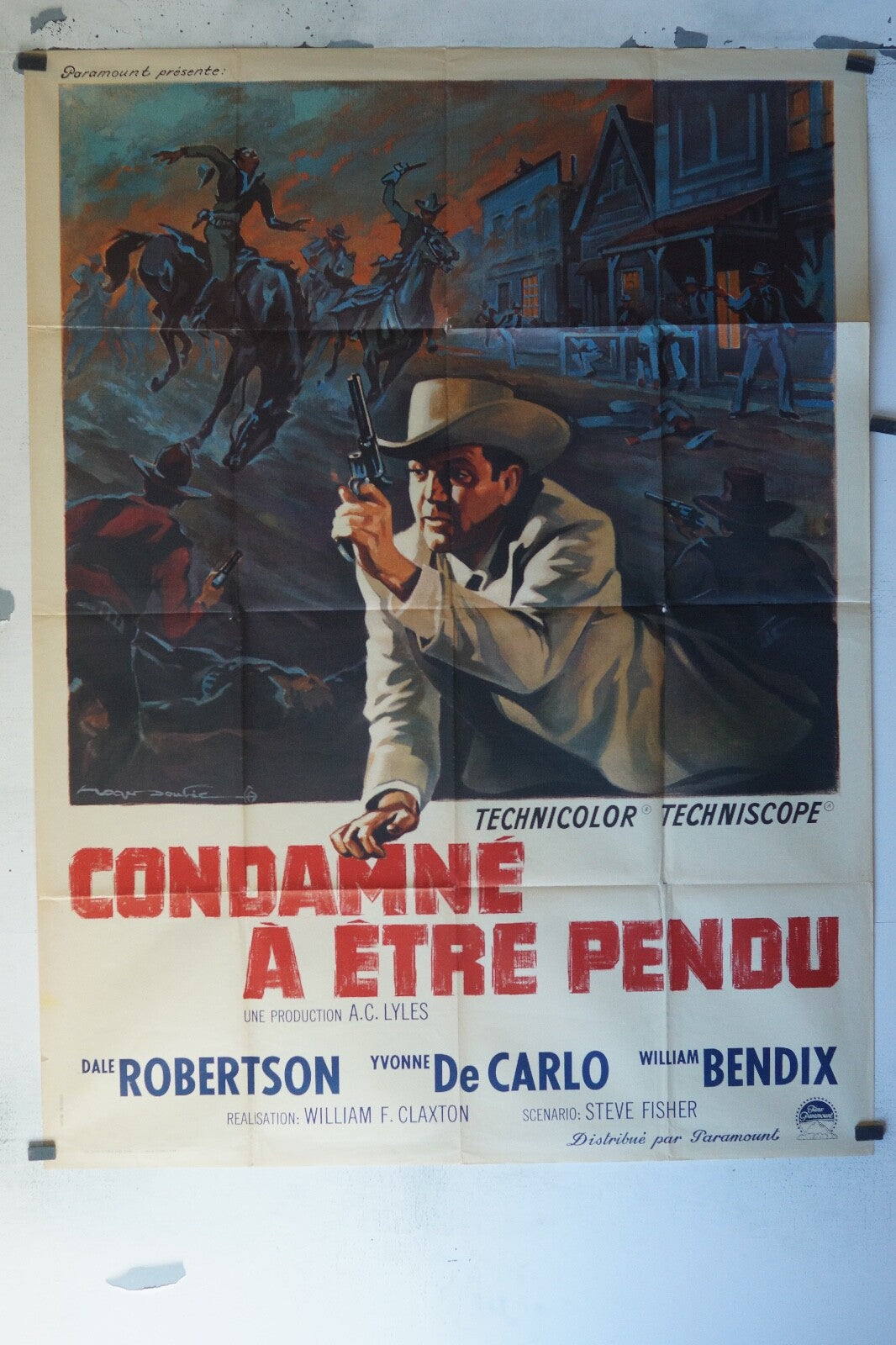 CONDAMNÉ À ÊTRE PENDU MOVIE POSTER ORIGINAL 120x160 DALE ROBERTSON