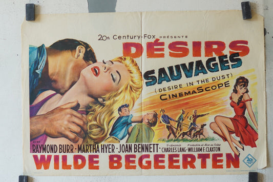 DESIRS SAUVAGES POSTER ORIGINAL 35X55 Raymond Burr, Martha Hyer