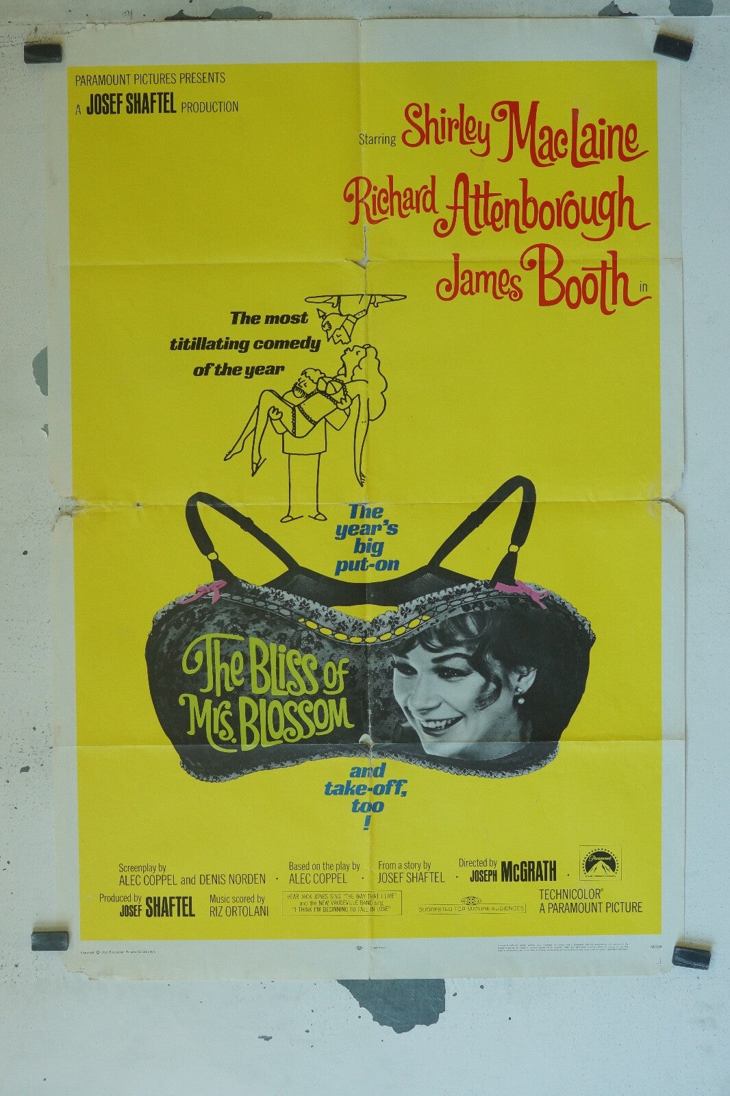 THE BLISS OF MRS BLOSSOM 70x100 ORIGINAL MOVIE POSTER SHIRLEY MACLAINE