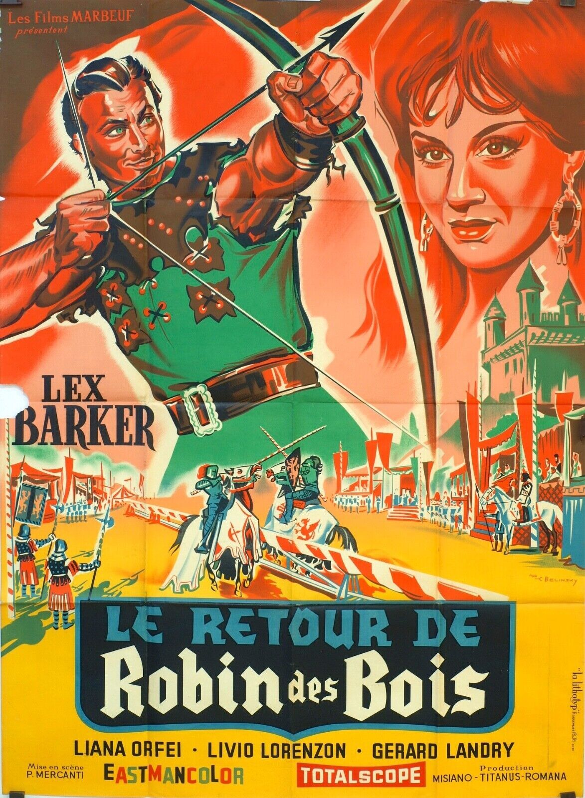 LE RETOUR DE ROBIN DES BOIS POSTER ORIGINAL 120x160 LEX BARKER