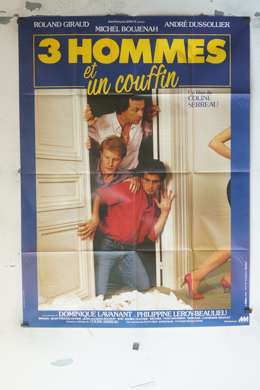 3 HOMMES ET UN COUFFIN MOVIE POSTER ORIGINAL 120x160 ROLAND GIRAUD