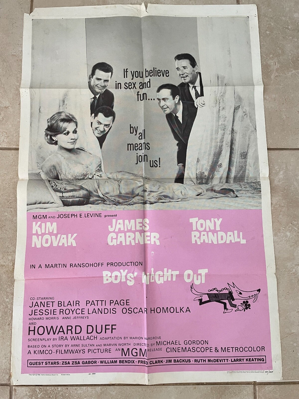 BOY’S NIGHT OUT (1962) 70x100 ORIGINAL MOVIE POSTER KIM NOVAK, JAMES GARNER