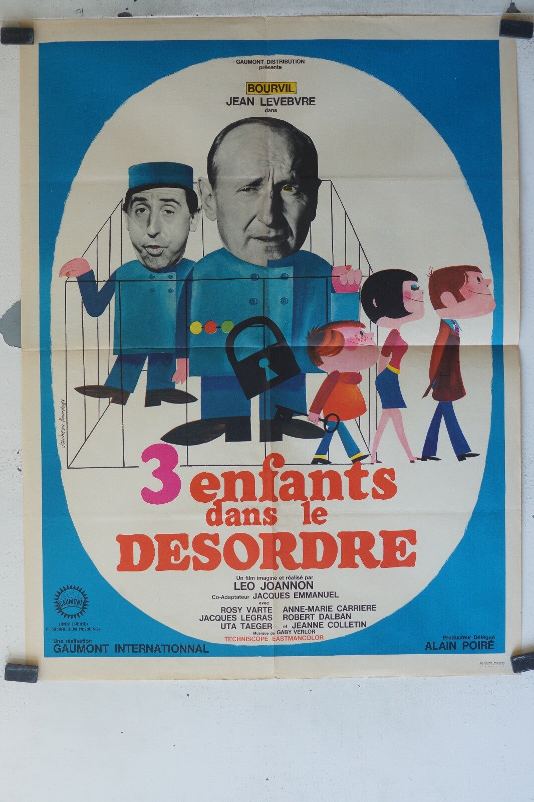 3 ENFANTS DANS LE DESORDRE MOVIE POSTER ORIGINAL (60X80) André Bourvil 