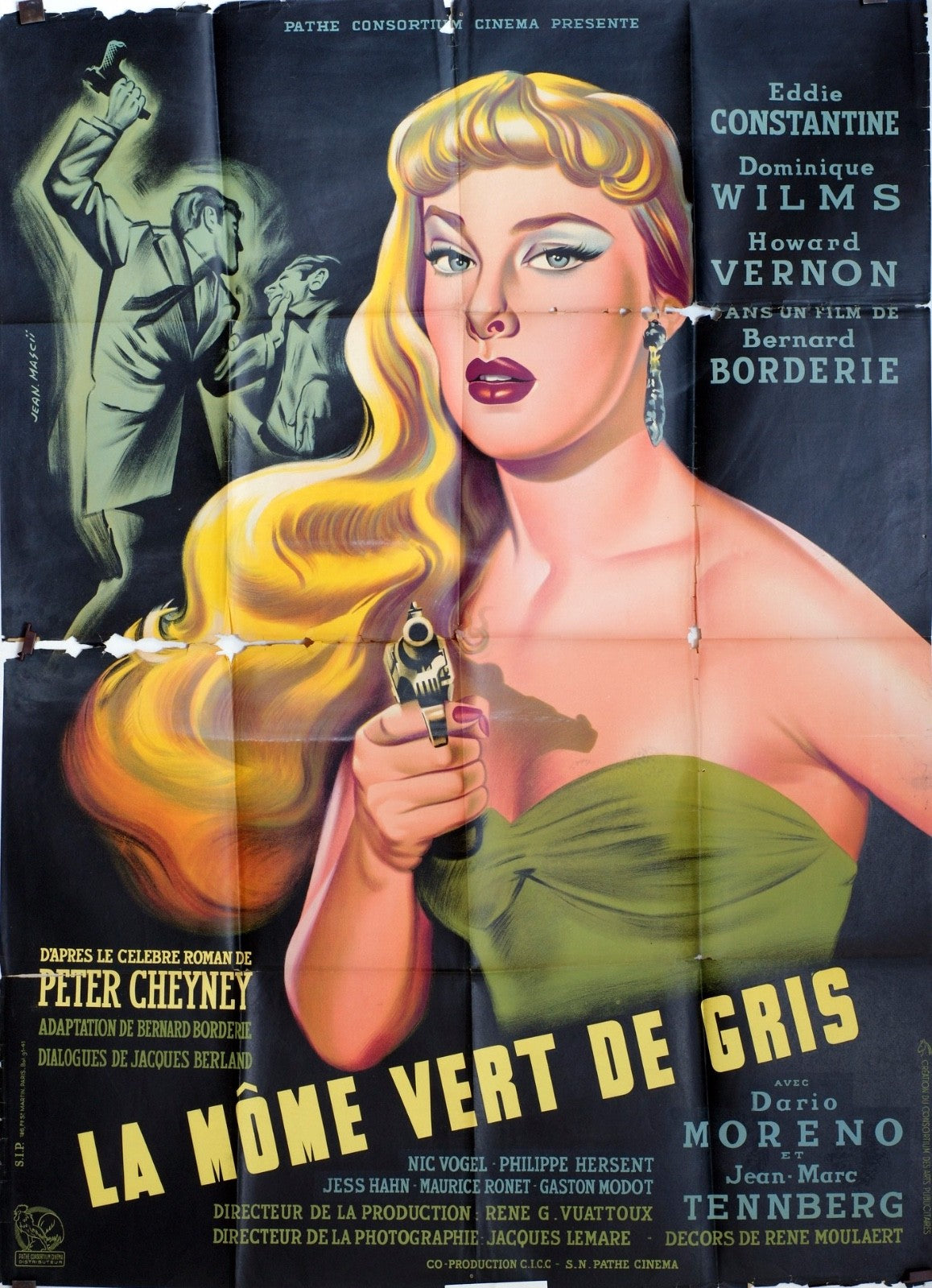 LA MOME VERT DE GRIS EDDIE CONSTANTINE MOVIE POSTER ORIGINAL 120x160