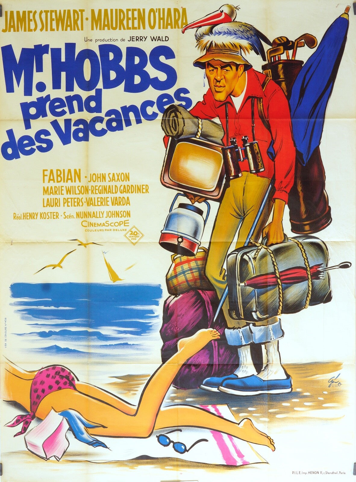 MR HOBBS PREND DES VACANCES MOVIE POSTER ORIGINAL 120x160 JAMES STEWART