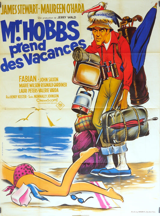 MR HOBBS PREND DES VACANCES MOVIE POSTER ORIGINAL 120x160 JAMES STEWART