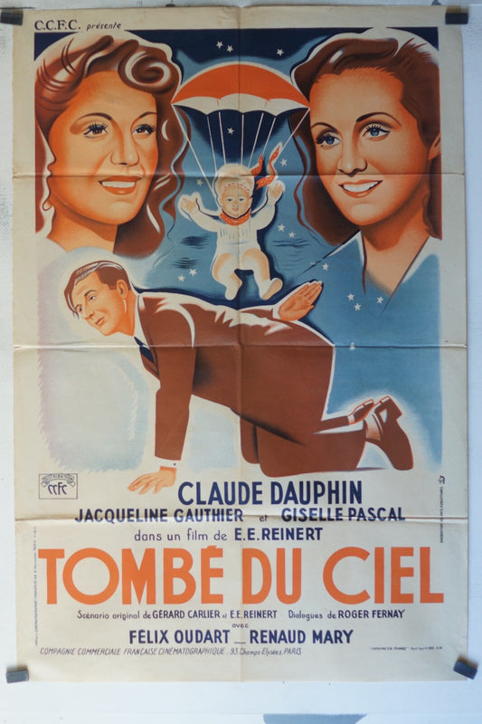 TOMBE DU CIEL ORIGINAL MOVIE POSTER 80x120 Jacqueline Gauthier 