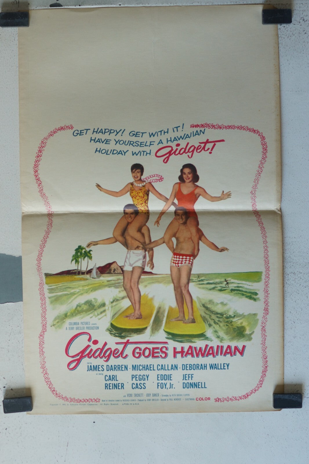 GIDGET GOES HAWAÏ, ORIGINAL MOVIE POSTER (56X36) James Darren, Michael Callan