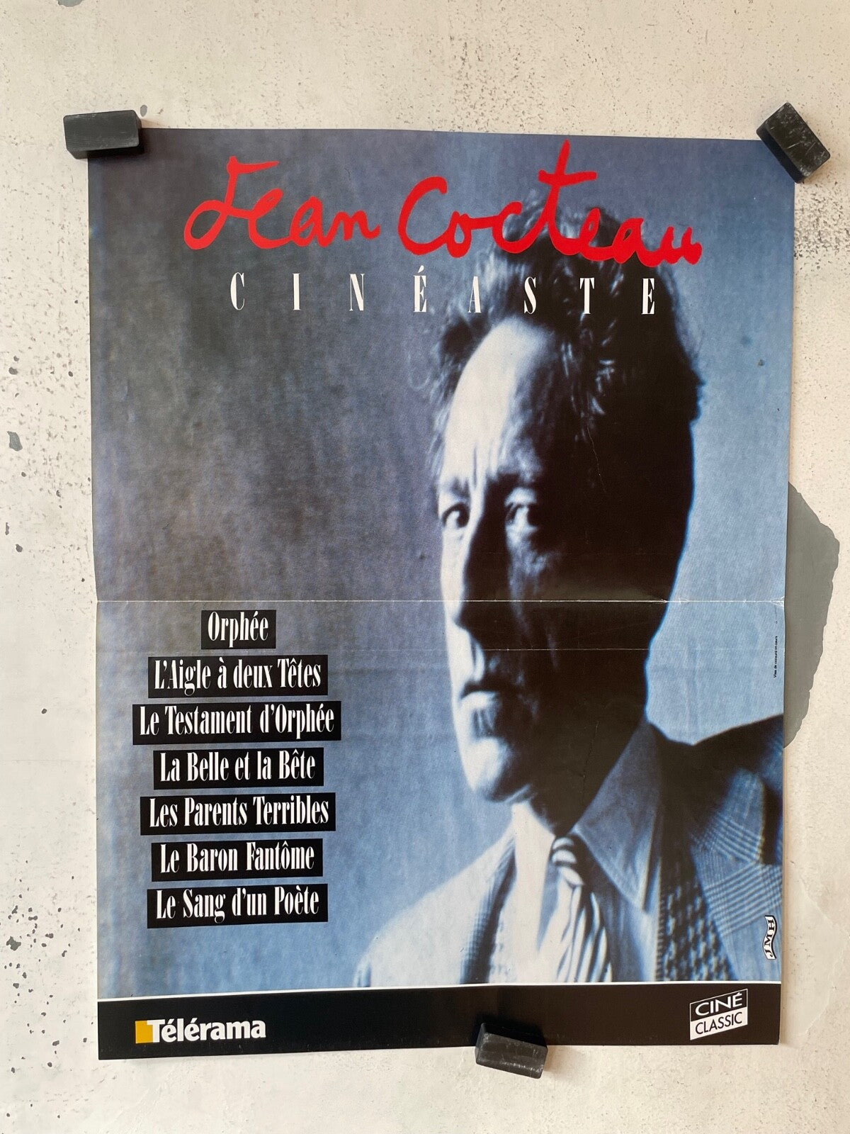 JEAN COCTEAU « CINÉASTE » POSTER ORIGINAL (40X60)
