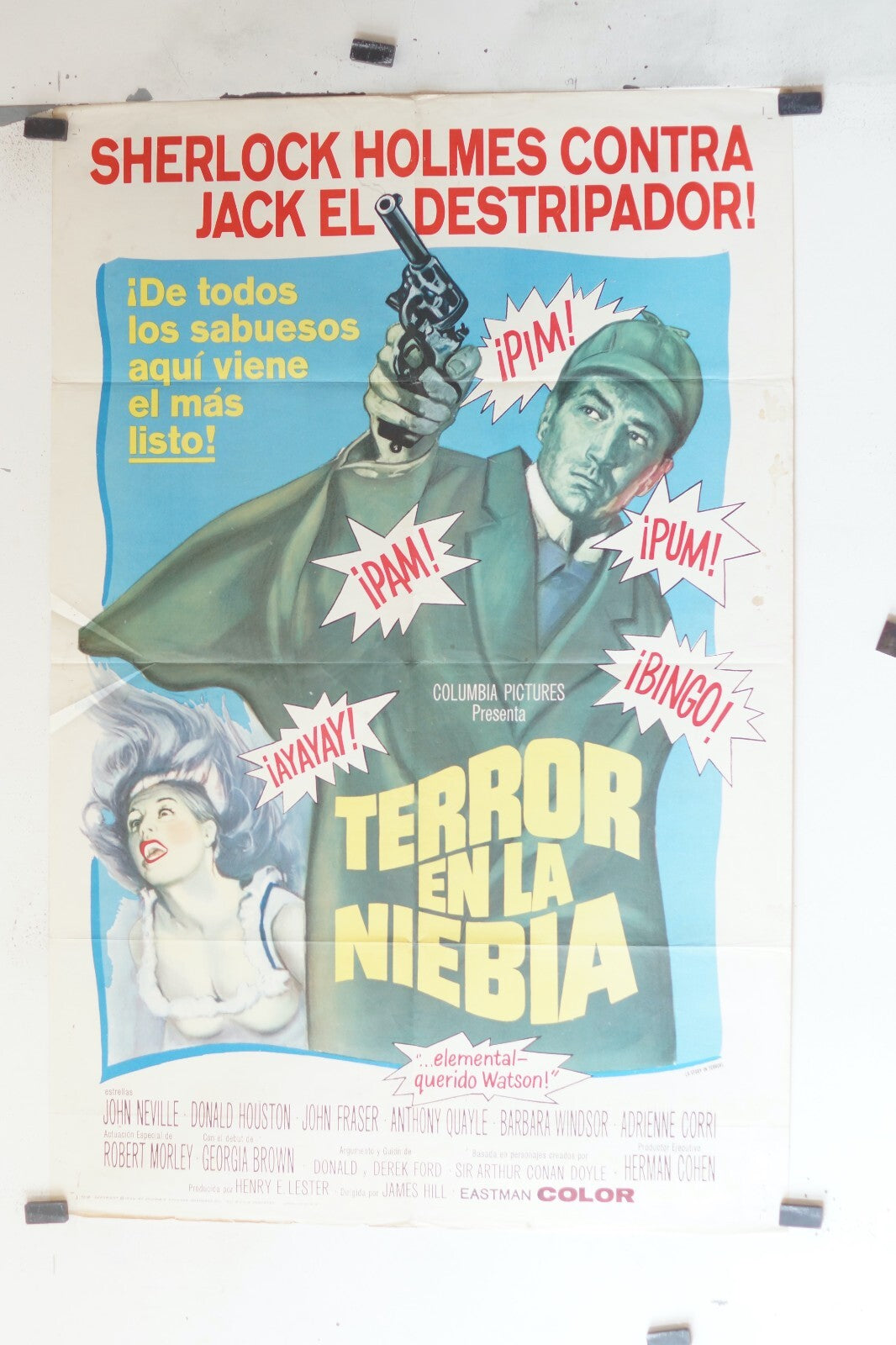 TERROR EN LA NIEBIA, (1965) , 70 X 100 ORIGINAL MOVIE POSTER JOHN NEVILLE