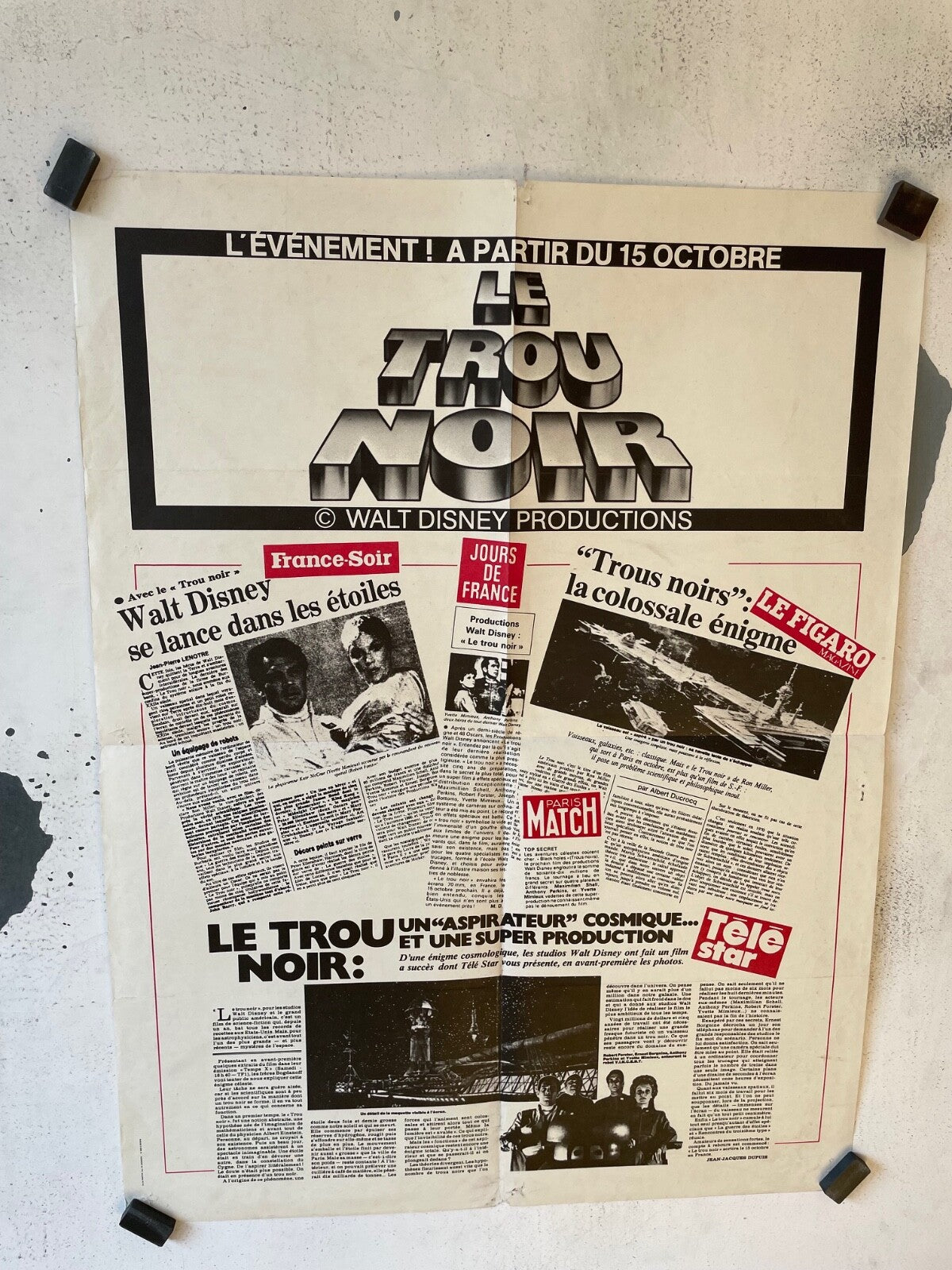 LE TROU NOIR WALT DISNEY, MOVIE POSTER ORIGINAL ADVERTISING (60X80)