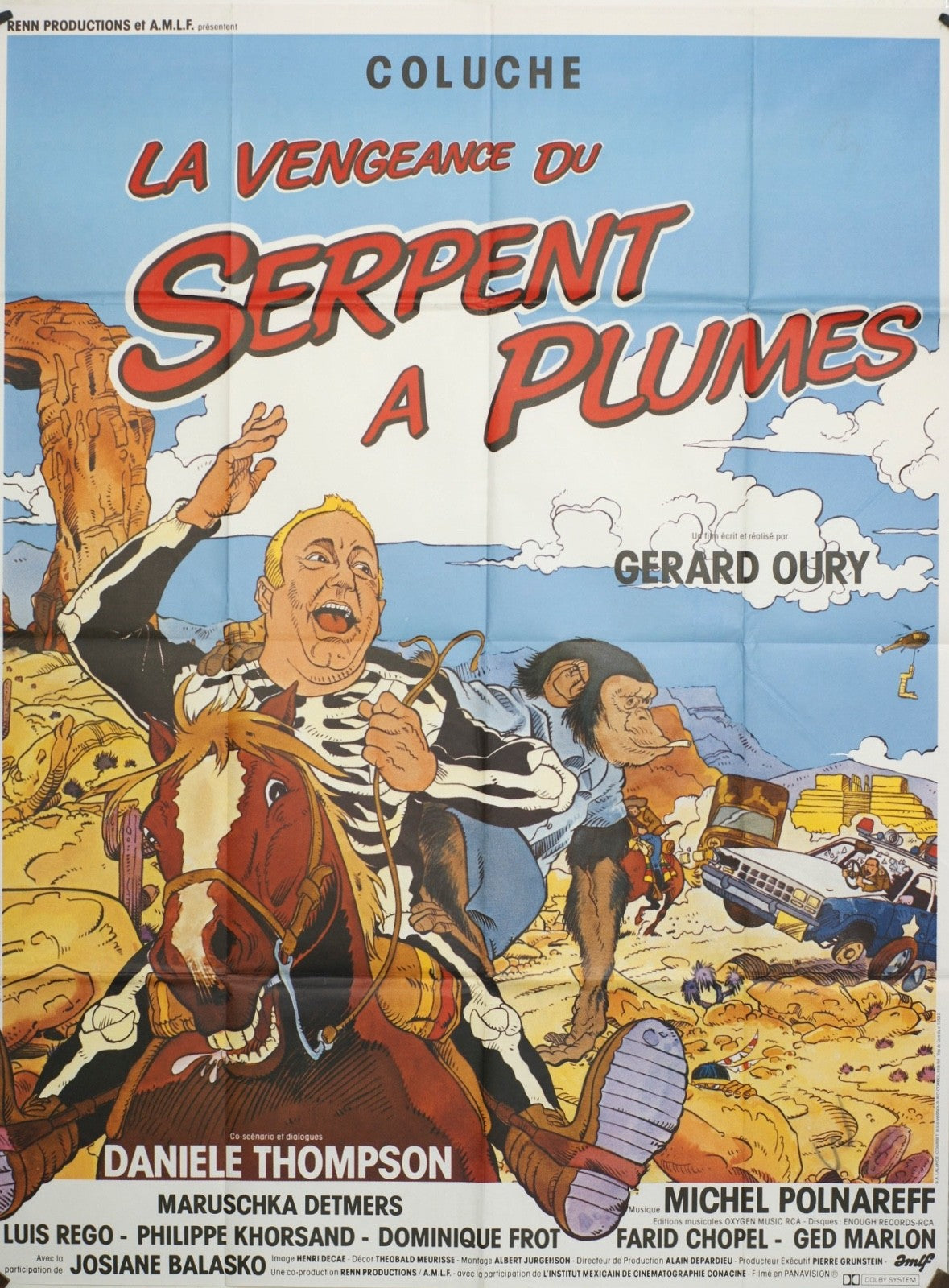 LA VENGEANCE DU SERPENT À PLUMES COLUCHE MOVIE POSTER ORIGINAL 120x160