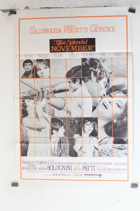 THAT SPLENDID NOVEMBER (1969), movie poster original 70 X 100, G. LOLLOBRIDGIDA