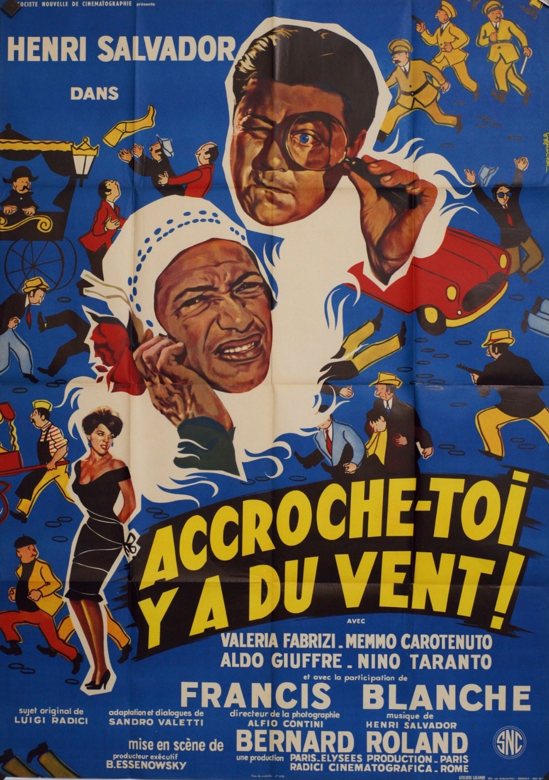 ACCROCHE-TOI Y A DU VENT ! HENRI SALVADOR MOVIE POSTER ORIGINAL 120x160