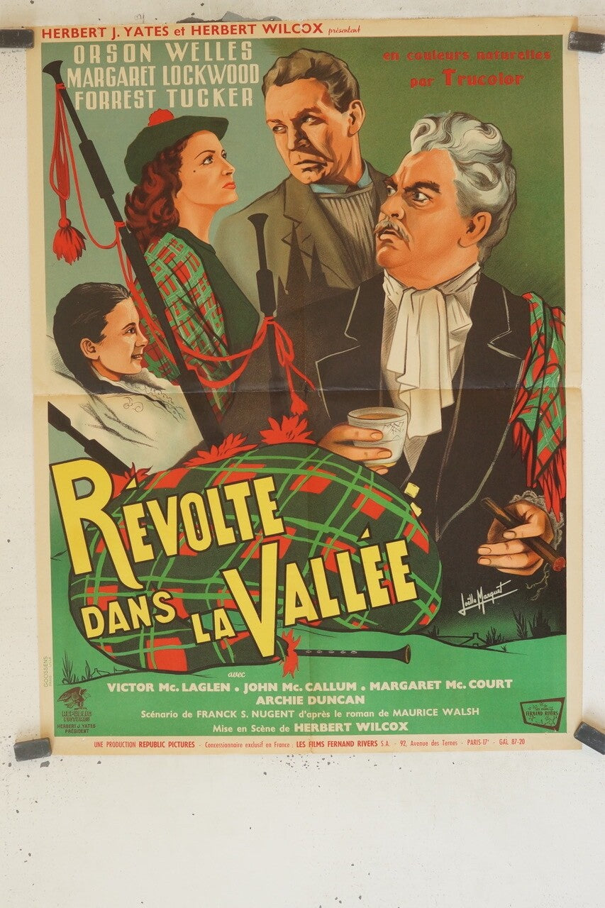 RÉVOLTE DANS LA VALLÉE MOVIE POSTER ORIGINAL (60X80) ORSON WELLES – MARGARET