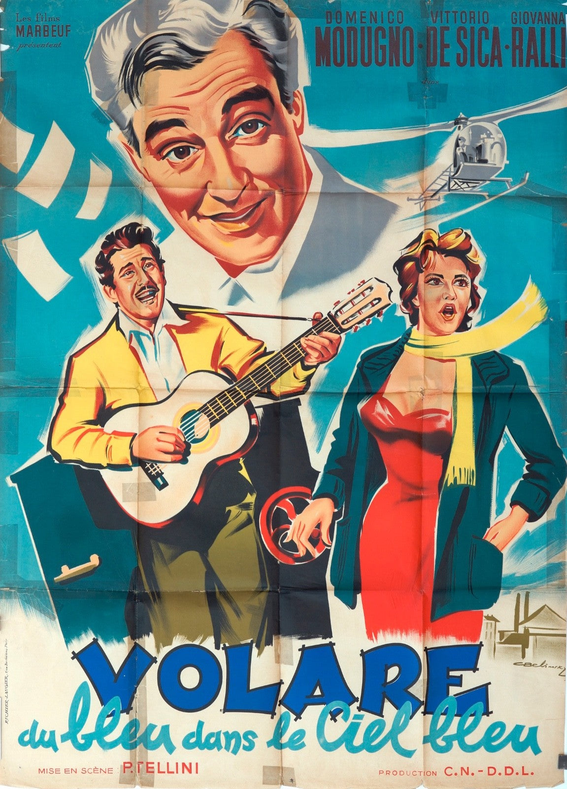 VOLARE DU BLEU DANS LE CIEL BLEU DOMENICO MODUGNO 120x160 MOVIE POSTER ORIGINAL