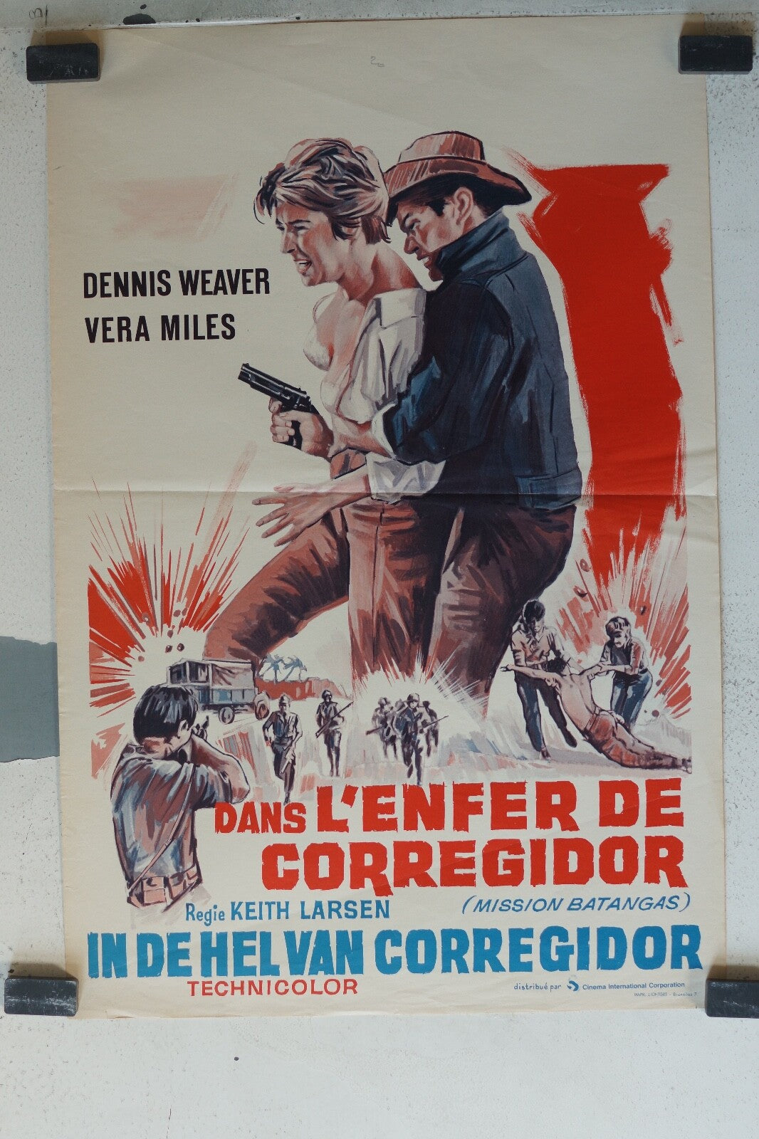 DANS L’ENFER DE CORREGIDOR MOVIE POSTER ORIGINAL 55x37 Dennis Weaver , Vera 
