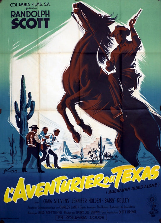 L’AVENTURIER DU TEXAS RANDOLPH SCOTT MOVIE POSTER ORIGINAL 120x160