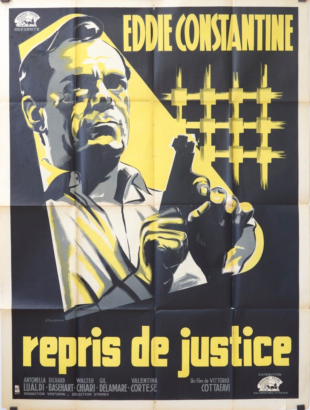 REPRIS DE JUSTICE MOVIE POSTER ORIGINAL 120x160 EDDIE CONSTATINE