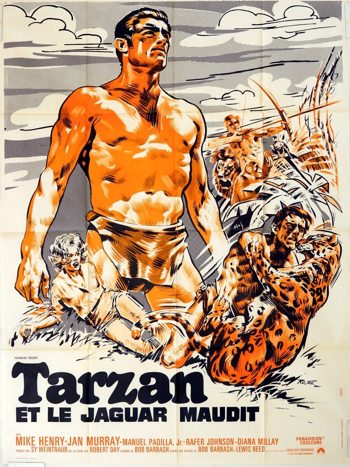 TARZAN ET LE JAGUAR MAUDIT MOVIE POSTER ORIGINAL (120x160) MIKE HENRY