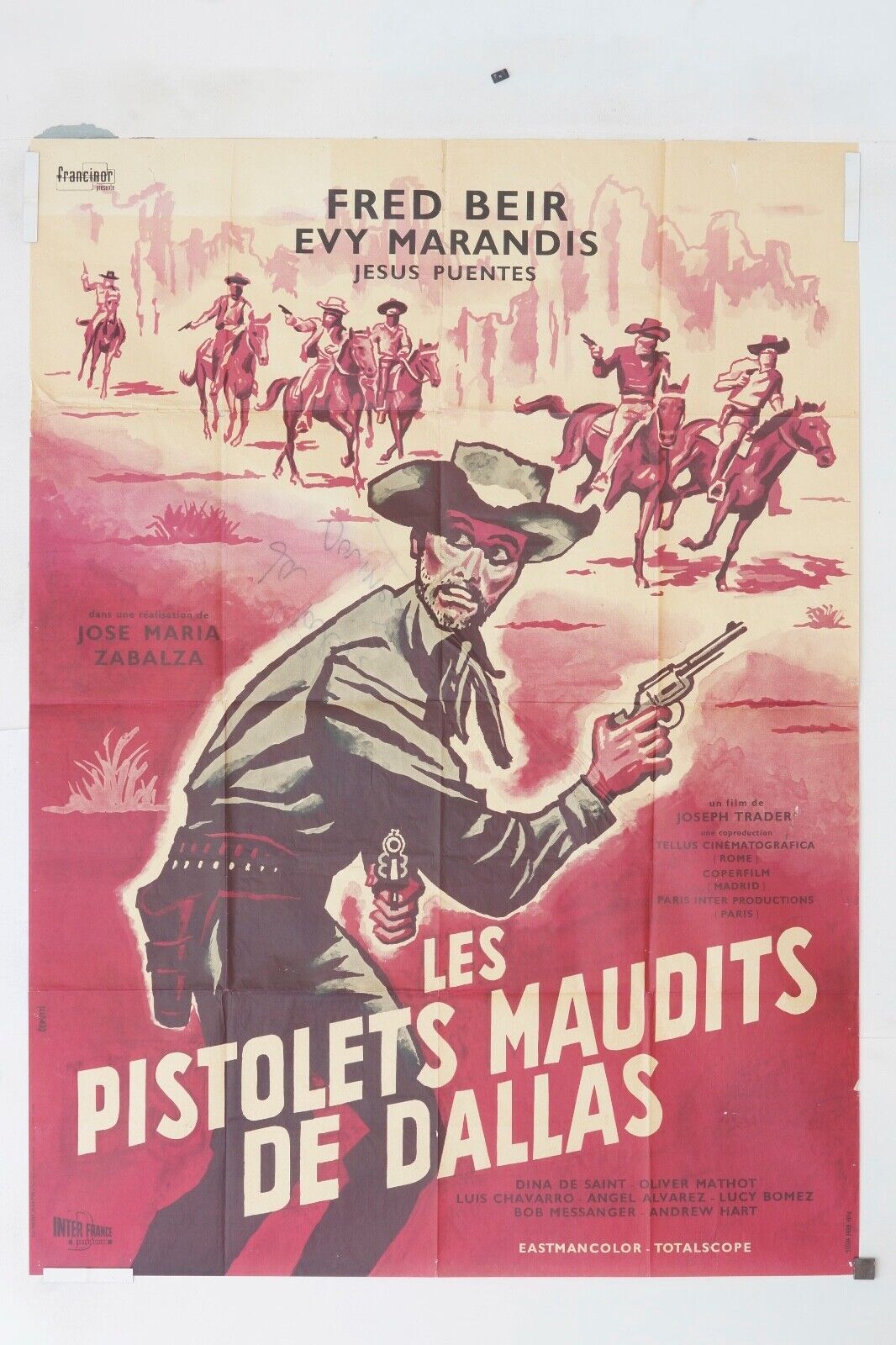 LES PISTOLETS MAUDITS POSTER ORIGINAL 120x160 FRED BEIR