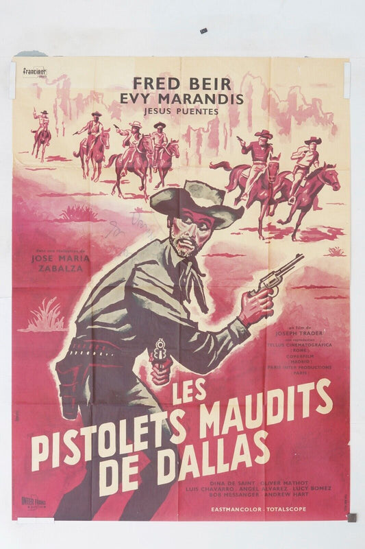 LES PISTOLETS MAUDITS POSTER ORIGINAL 120x160 FRED BEIR