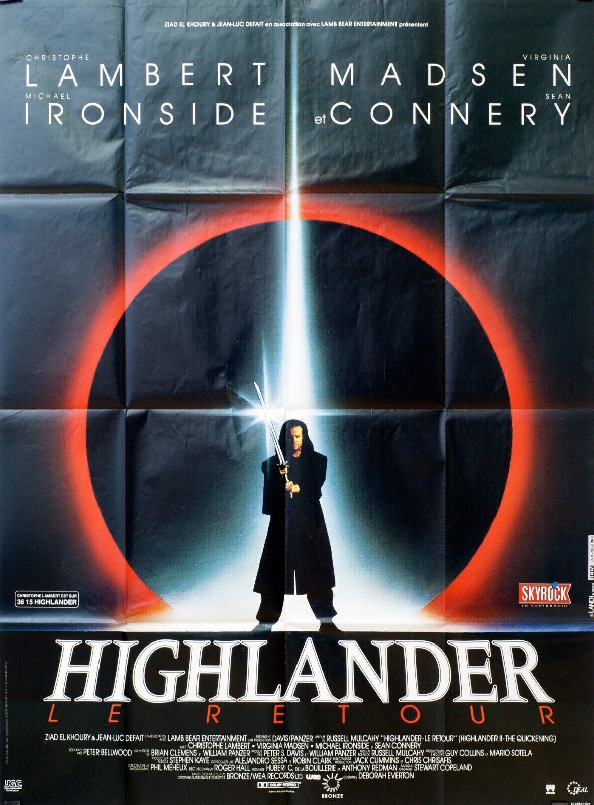 HIGLANDER LE RETOUR MOVIE POSTER ORIGINAL 120x160  CHRISTOPHE LAMBERT