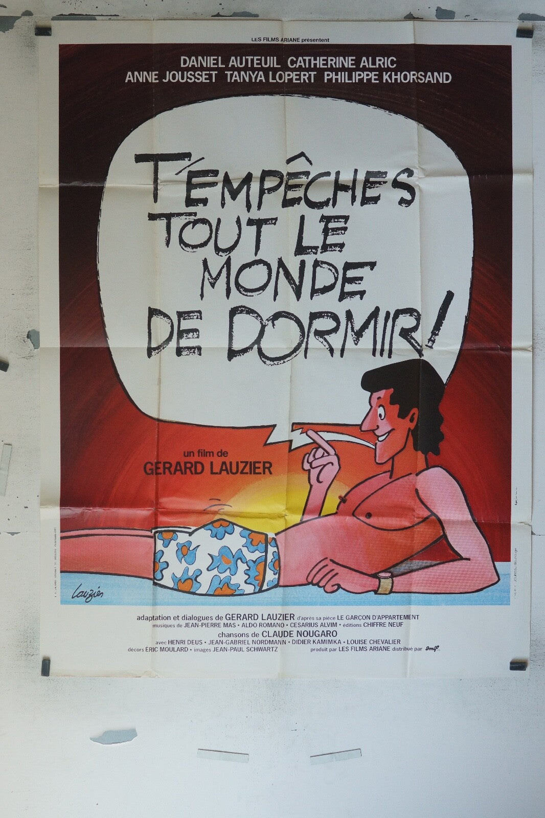 T’EMPECHES TOUT LE MONDE DE DORMIR MOVIE POSTER ORIGINAL 120x160 DANIEL AUTEUIL