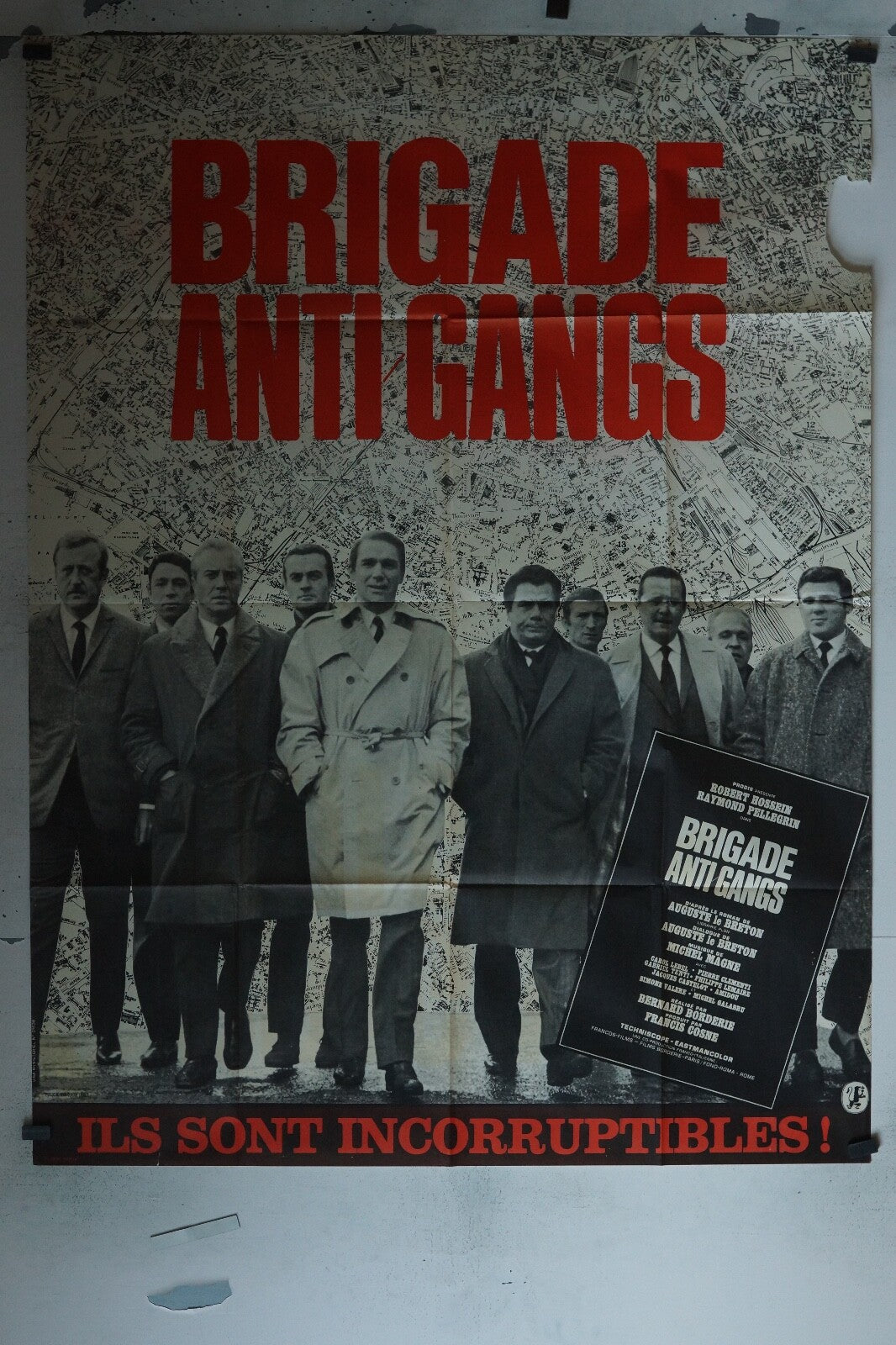 BRIGADE ANTI-GANGS MOVIE POSTER ORIGINAL 120x160 ROBERT HOSSEIN