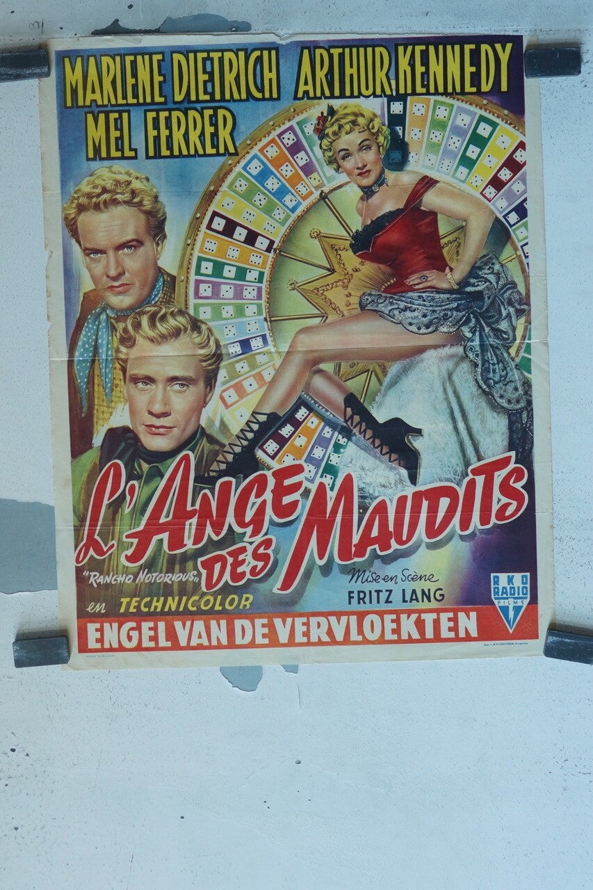 L’ANGE DES MAUDIT, MOVIE POSTER BELGIAN 36X45 MARLÈNE DIETRICH, ARTHUR KENNEDY