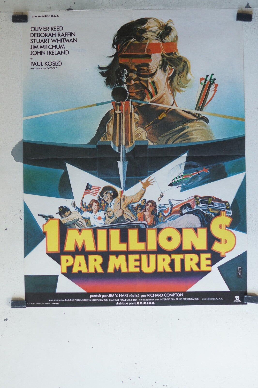 1 MILLION $ PAR MEURTRE MOVIE POSTER ORIGINAL (60X80) Oliver reed , Deborah raff