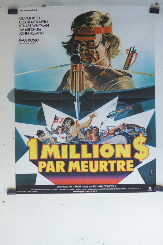 1 MILLION $ PAR MEURTRE MOVIE POSTER ORIGINAL (60X80) Oliver reed , Deborah raff
